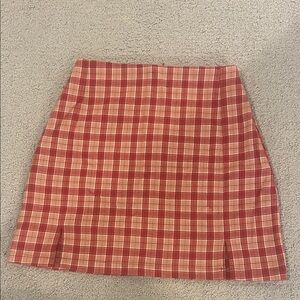 Brandy Melville Red and White Checkered Mini Skirt